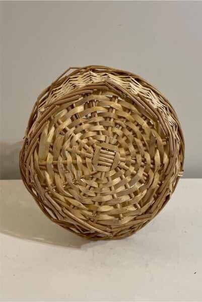 Round Basket 22cm Split Cane Flower Girl Gift Hamper Handle Storage Decor AE351