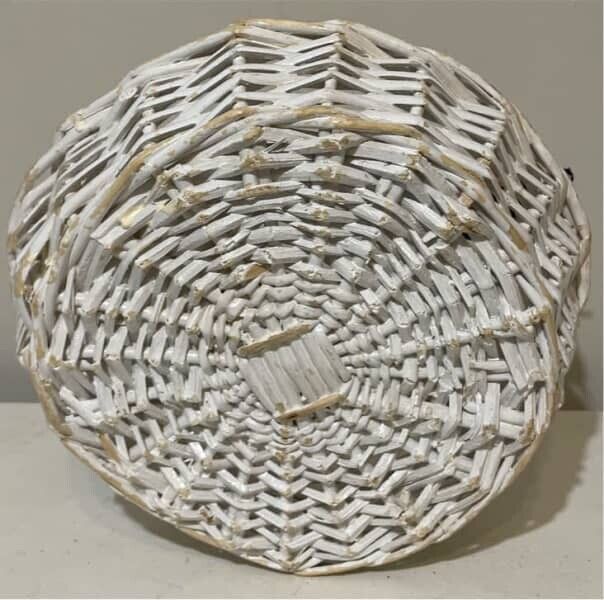Cane Basket Distressed 34cm White Willow Flower Girl Country Floral Trim AE332