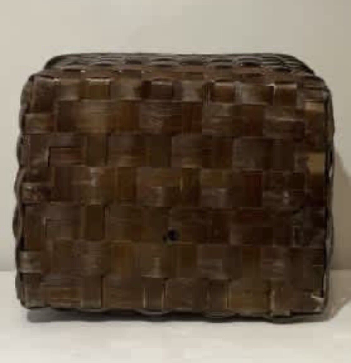 Split Cane Basket Large 50cm Dark Brown Rectangle w Grips AE319 Some Corner Wear