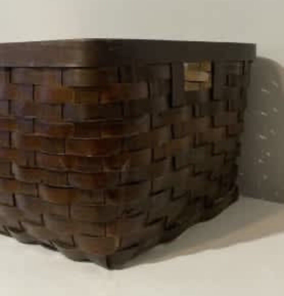 Split Cane Basket Large 50cm Dark Brown Rectangle w Grips AE319 Some Corner Wear