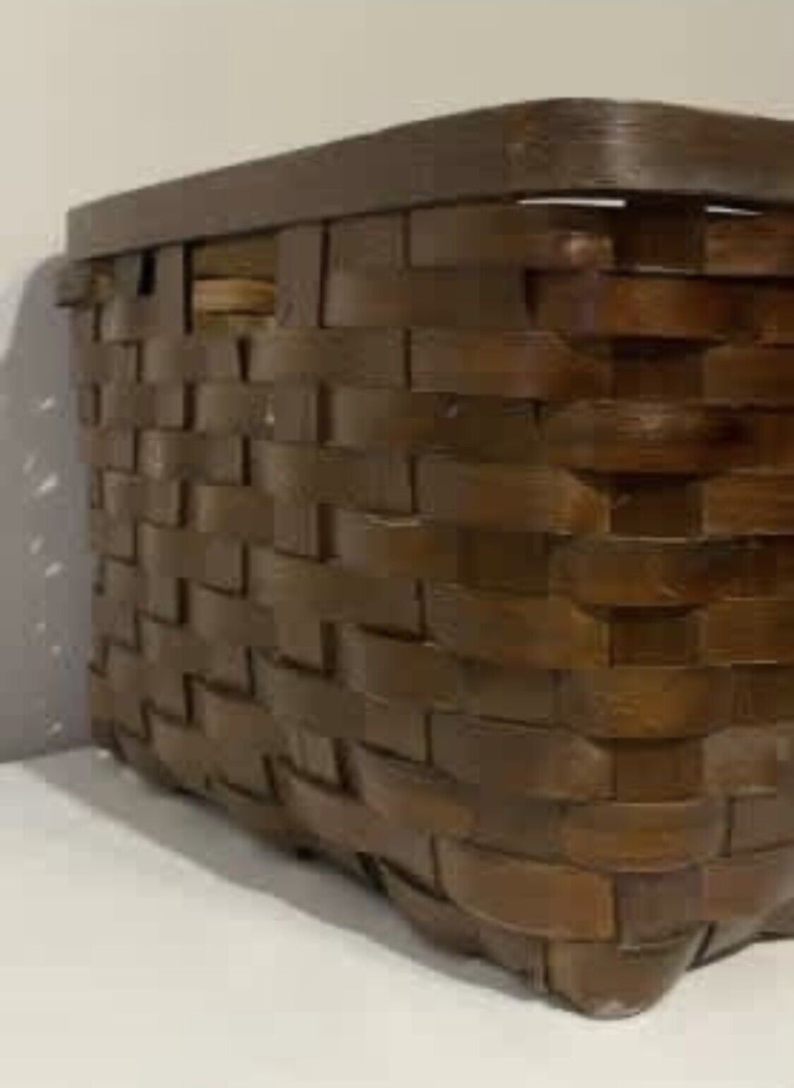 Split Cane Basket Large 50cm Dark Brown Rectangle w Grips AE319 Some Corner Wear