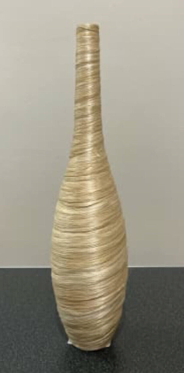 2x Marta Mikey HandMade Straw Wrapped PVC Bottle Vase Philippines AE175/6 RIL017