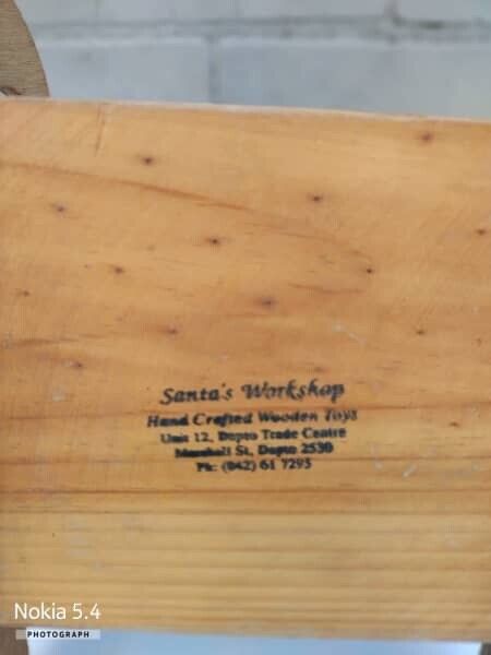 28cm SANTAS WORKSHOP Stamp Wooden Rocking Chair Santa Doll Teddy Bear AE1