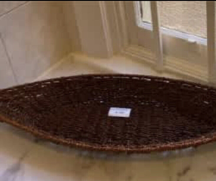 Vintage 74cm Boat Shaped Seagrass Jute wicker Table Basket Fruit Basket AE188