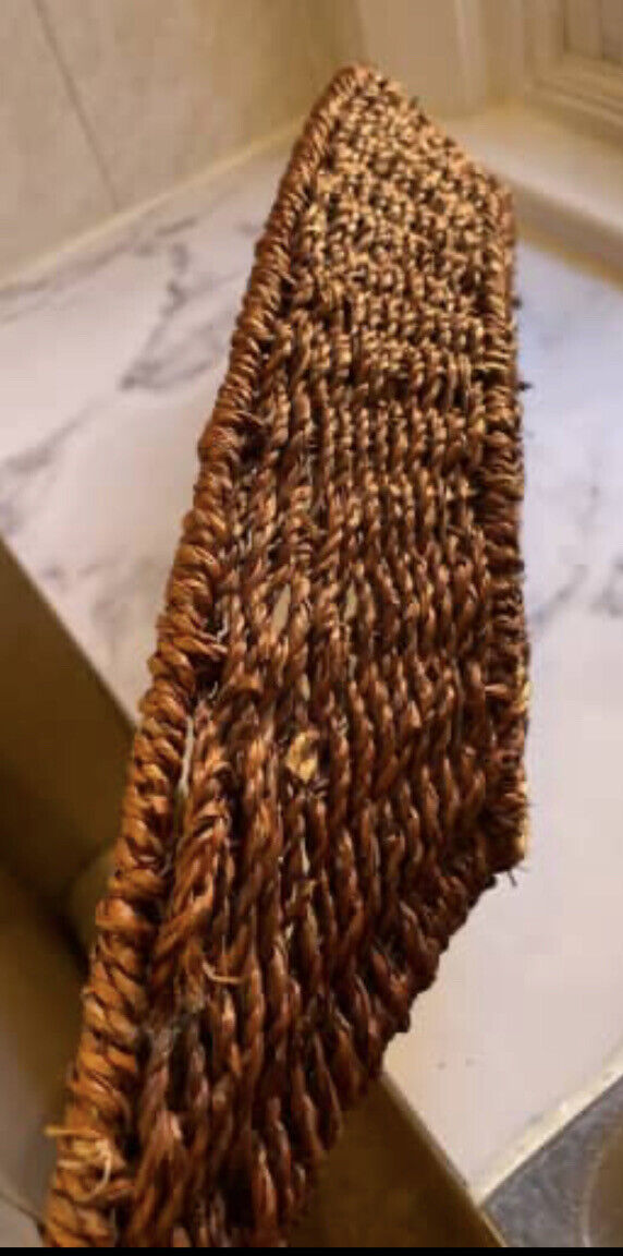 Vintage 74cm Boat Shaped Seagrass Jute wicker Table Basket Fruit Basket AE188