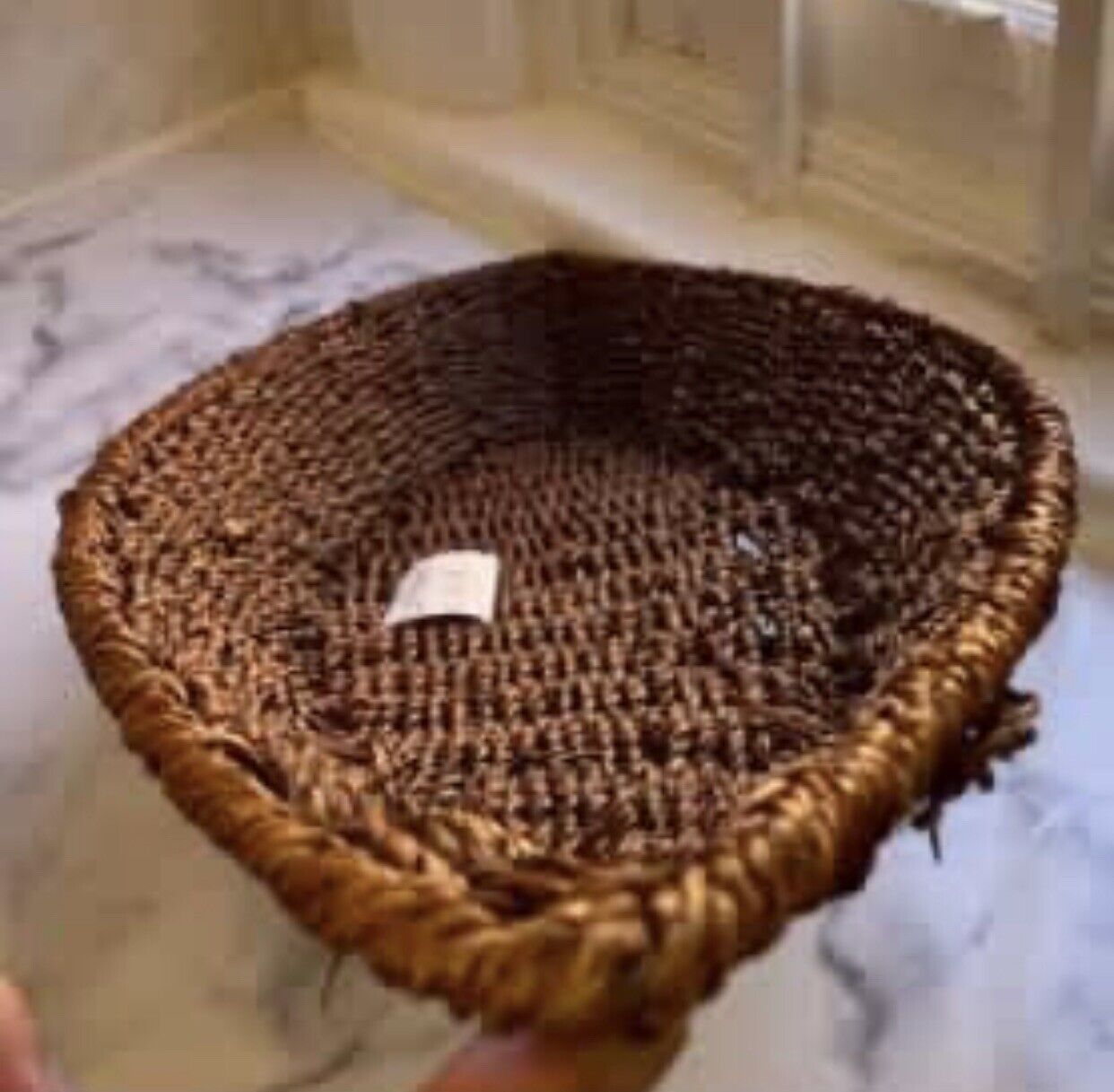 Vintage 74cm Boat Shaped Seagrass Jute wicker Table Basket Fruit Basket AE188