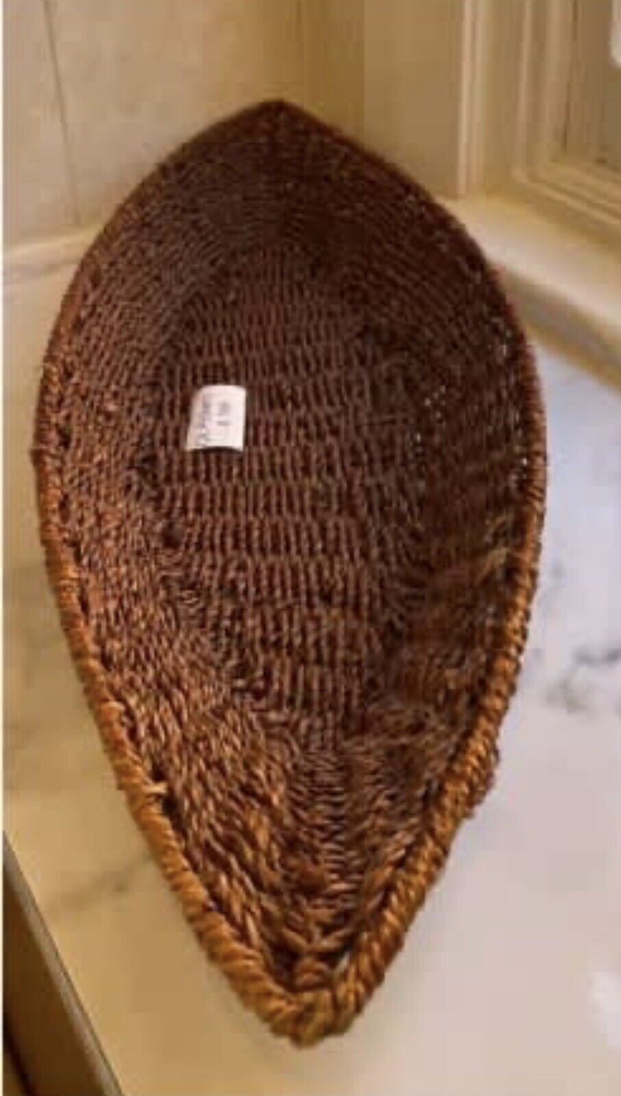 Vintage 74cm Boat Shaped Seagrass Jute wicker Table Basket Fruit Basket AE188