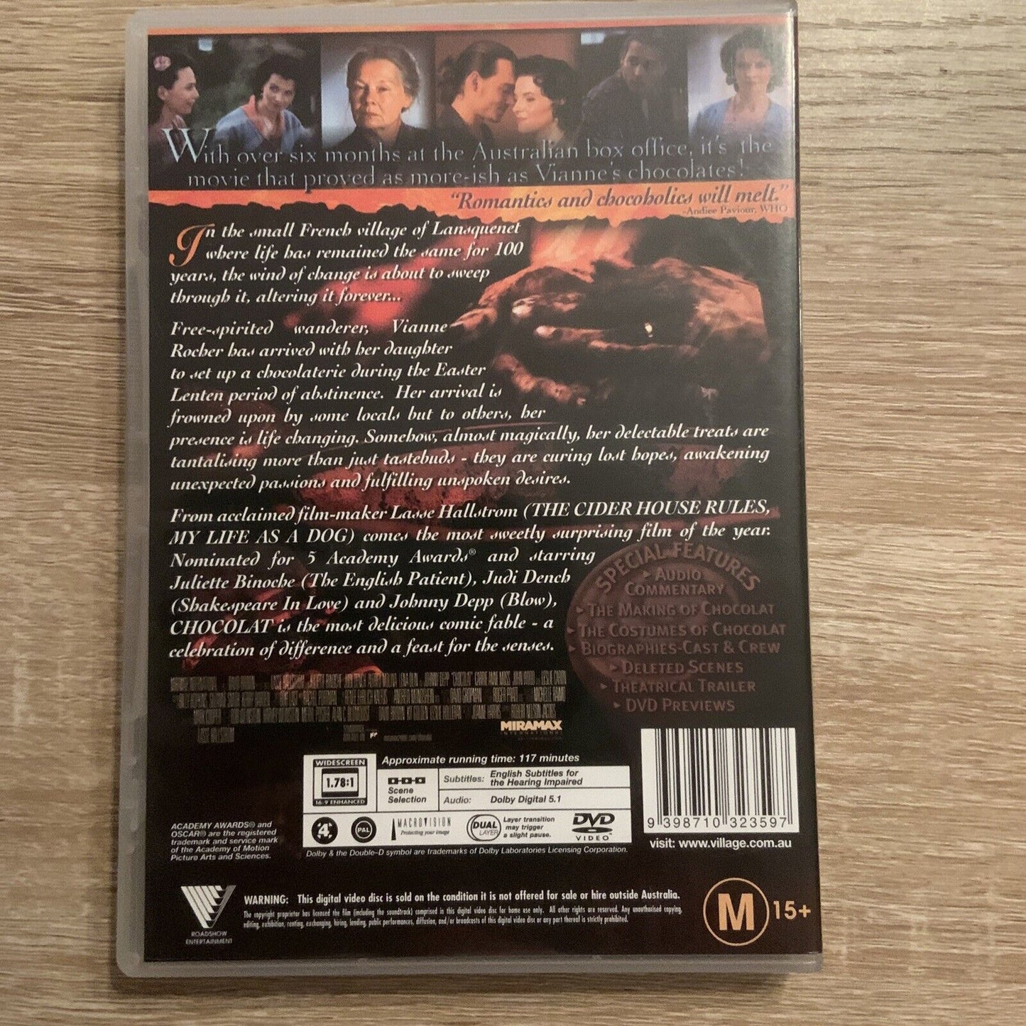 DVD CHOCOLAT Juliette Binoche Johnny Depp Judi Dench Comedy Romance MIRAMAX