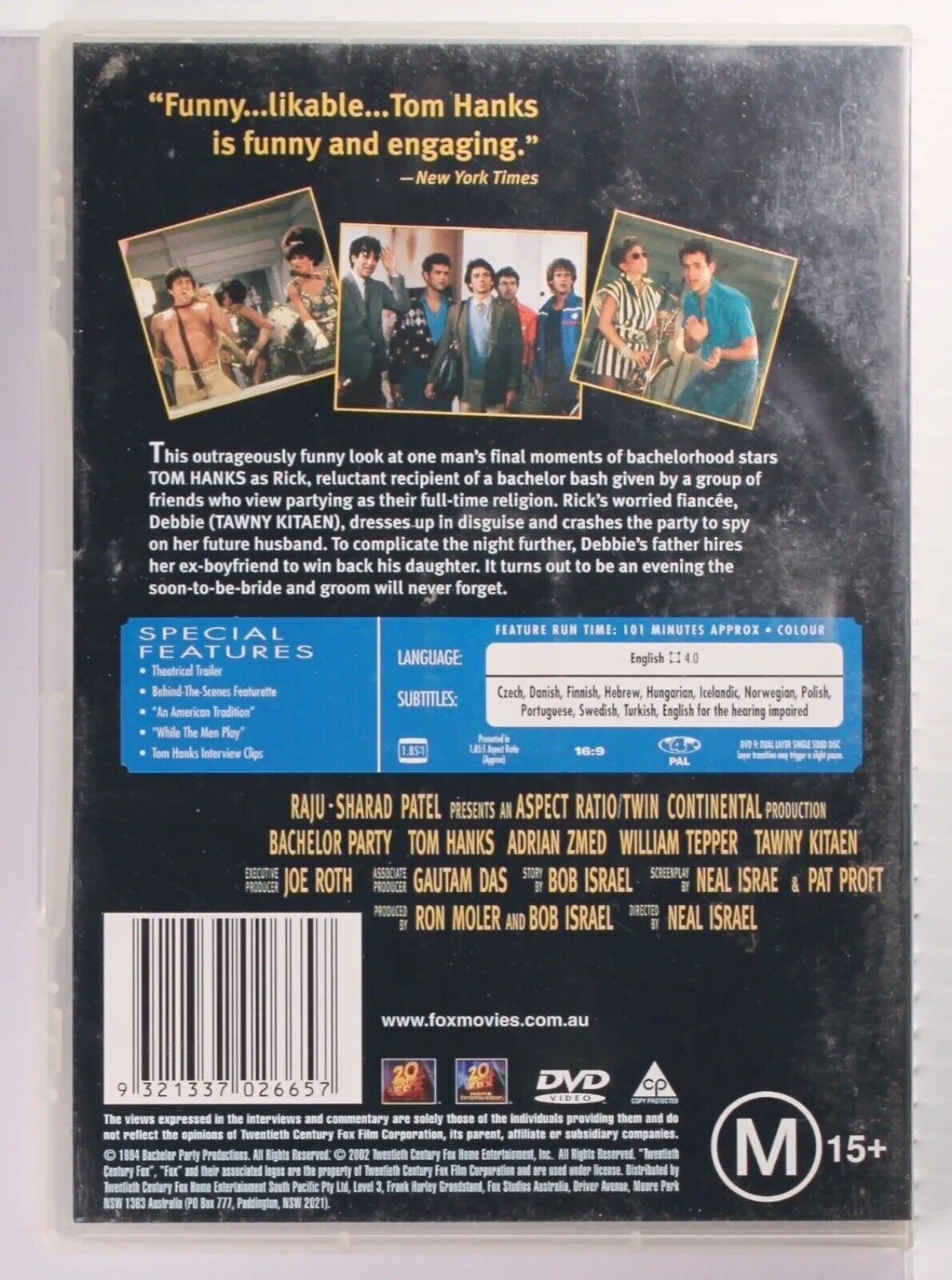 DVD BACHELOR PARTY Tom Hanks Adrian Zmed R4 Movie Comedy Sealed NEW