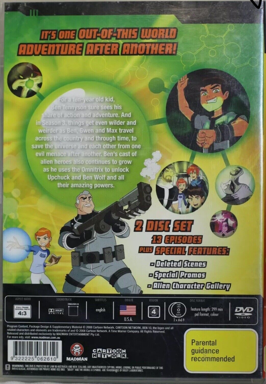 DVD The Complete BEN 10 Season 3 Three Movie R4 Kids Animation 2 Disc Set