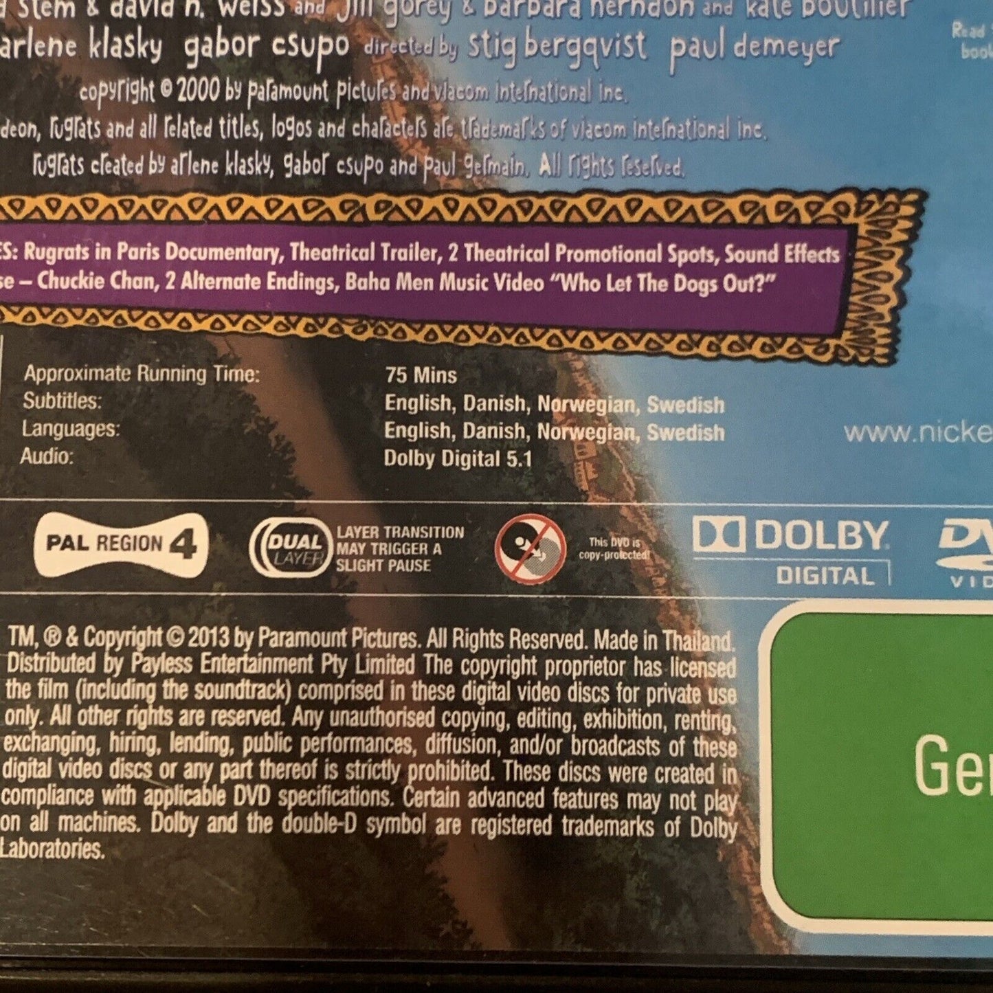 DVD RUGRATS IN PARIS The Movie Animation Kids Children Nickelodeon TV Series