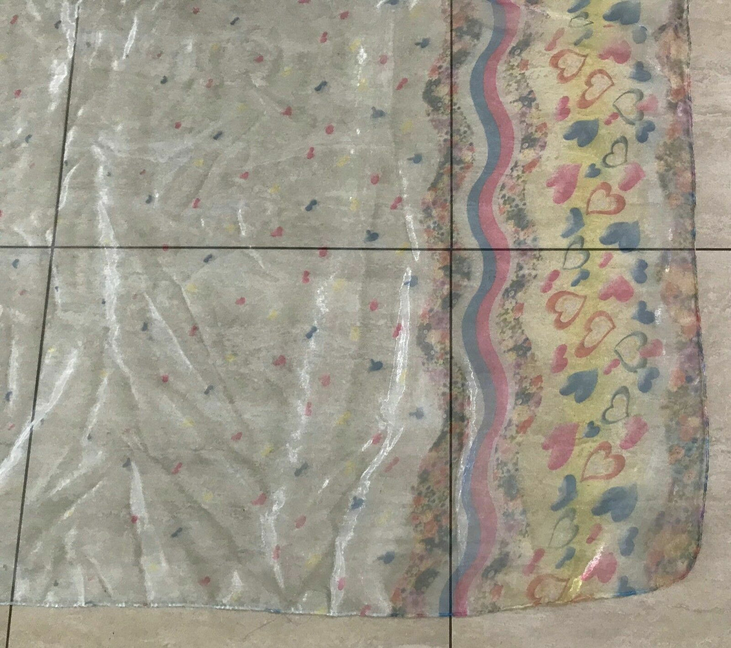 TABLE CLOTH Sarong 143x136cm Sheer Organza Multi Colour Floral Heart Print NEW