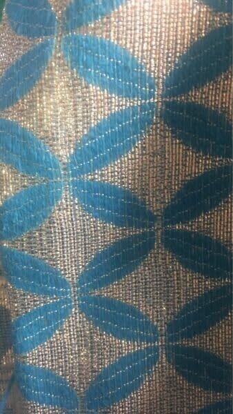 Vintage Garment FABRIC 4 metres Blue Thread & Silver Lamé NEW Old Stock