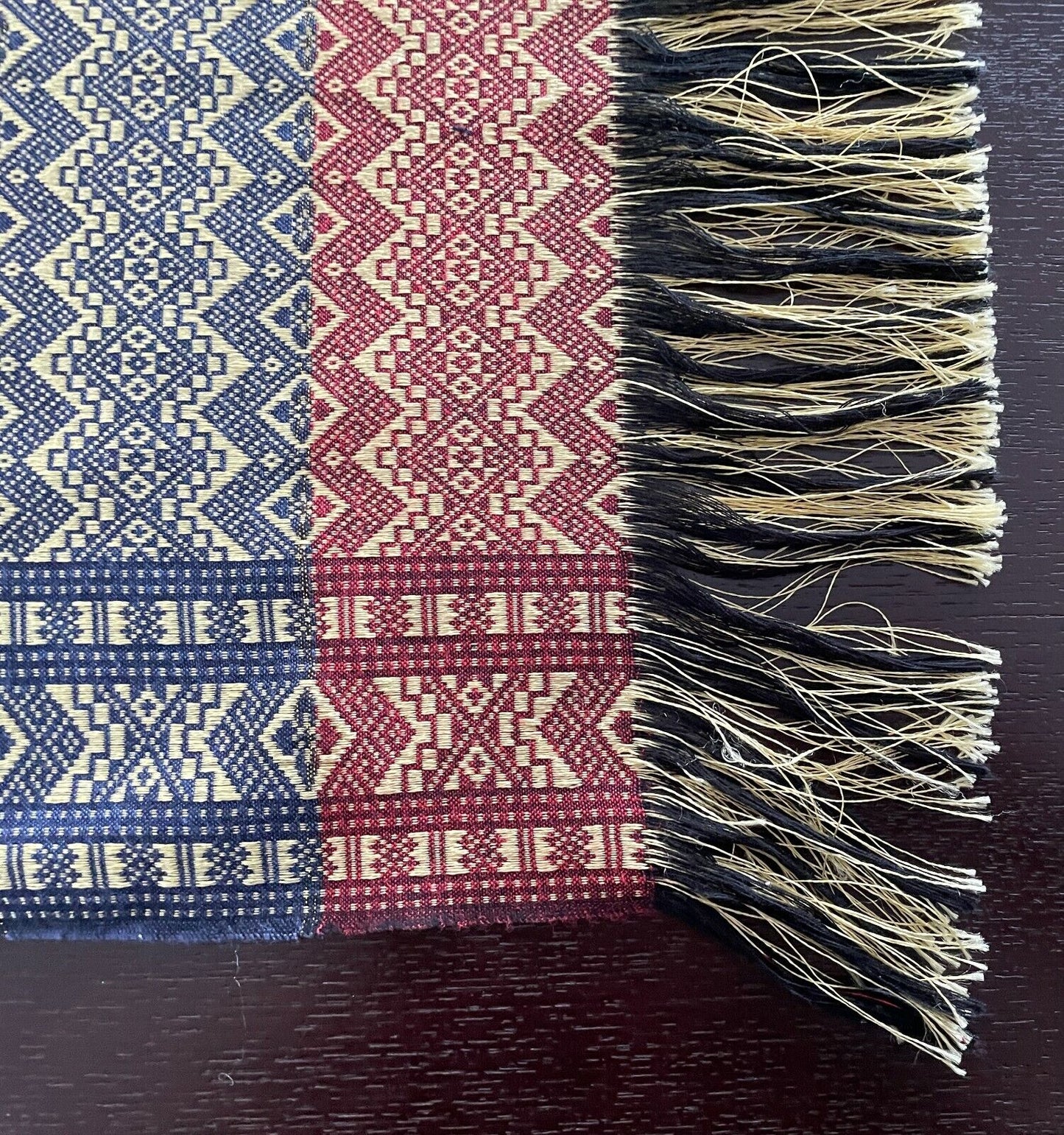TABLE CLOTH Silky Gold Fringe Navy Russet Gold Weave Jacquard Throw 99.5 x 131cm