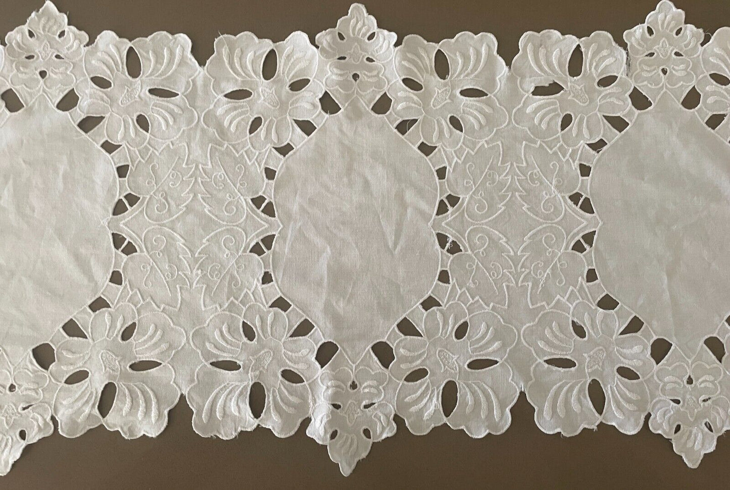 DOILY White Cut Out Fabric Rectangle (1) 74cm L x 33.5cm W Table Runner