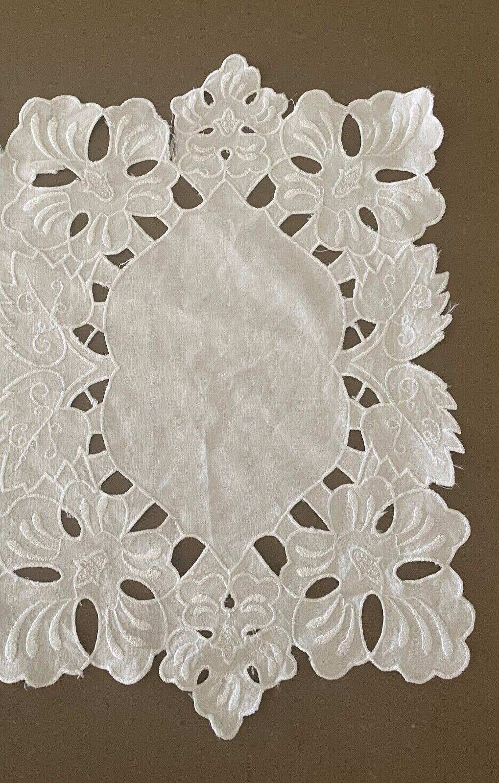 DOILY White Cut Out Fabric Rectangle (1) 74cm L x 33.5cm W Table Runner
