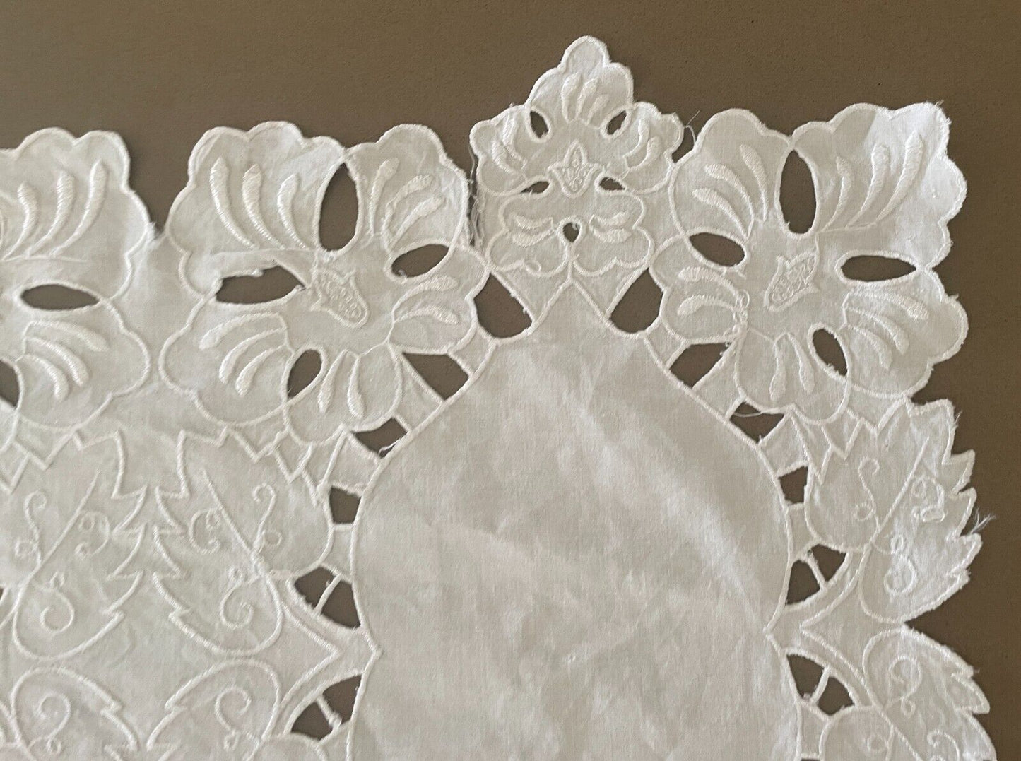DOILY White Cut Out Fabric Rectangle (1) 74cm L x 33.5cm W Table Runner