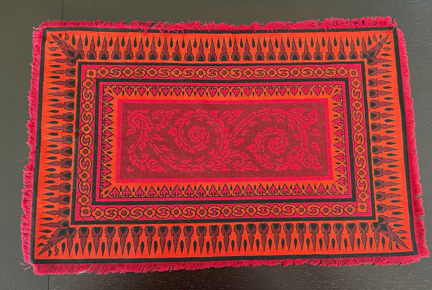 Prince of Siam 8 PLACEMAT & NAPKINS Set Red Orange Black Mandala Thai Cotton NEW