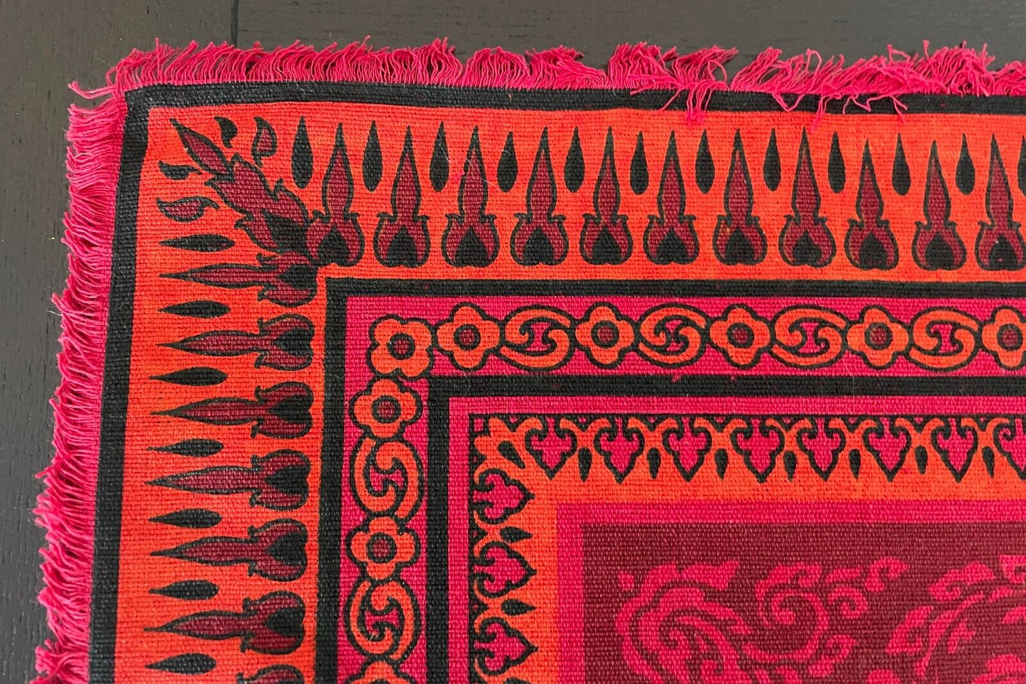 Prince of Siam 8 PLACEMAT & NAPKINS Set Red Orange Black Mandala Thai Cotton NEW