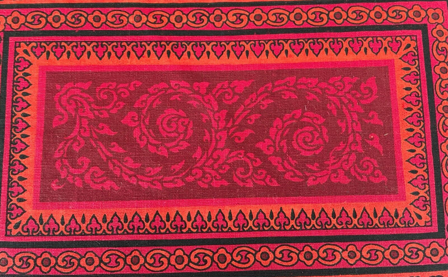 Prince of Siam 8 PLACEMAT & NAPKINS Set Red Orange Black Mandala Thai Cotton NEW