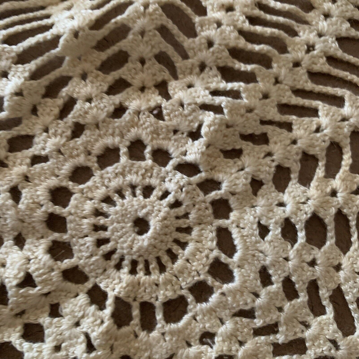1960’s 2x Doilies Star Flower Beige Ornate Doily 34cm Crochet Tatted Table Mat