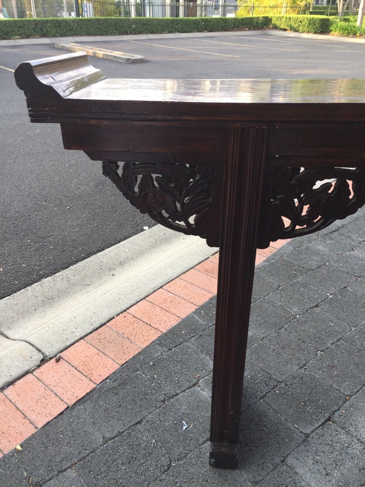 Vintage HALL TABLE Bar Altar Carved Rosewood Chinese Servery 100x173 cm Bespoke