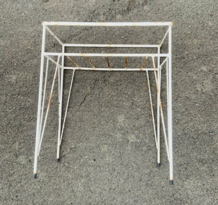 Plant Stand Wrought Iron 1960’s White Hall Table Garden Aquarium NO TOP