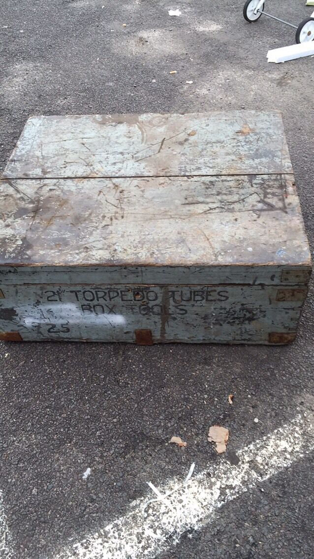 TOOL BOX Storage Chest Authentic Military Wooden Torpedo Tubes Coffee Table