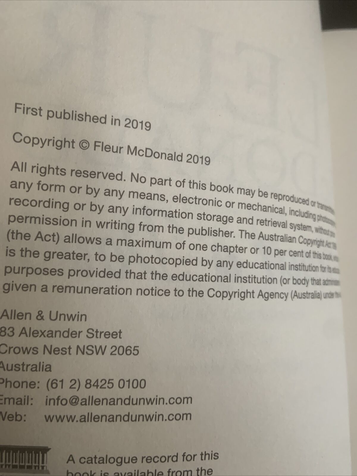 PB Book WITHOUT A DOUBT by Fleur McDonald 2019 Detective Dave Series Novel