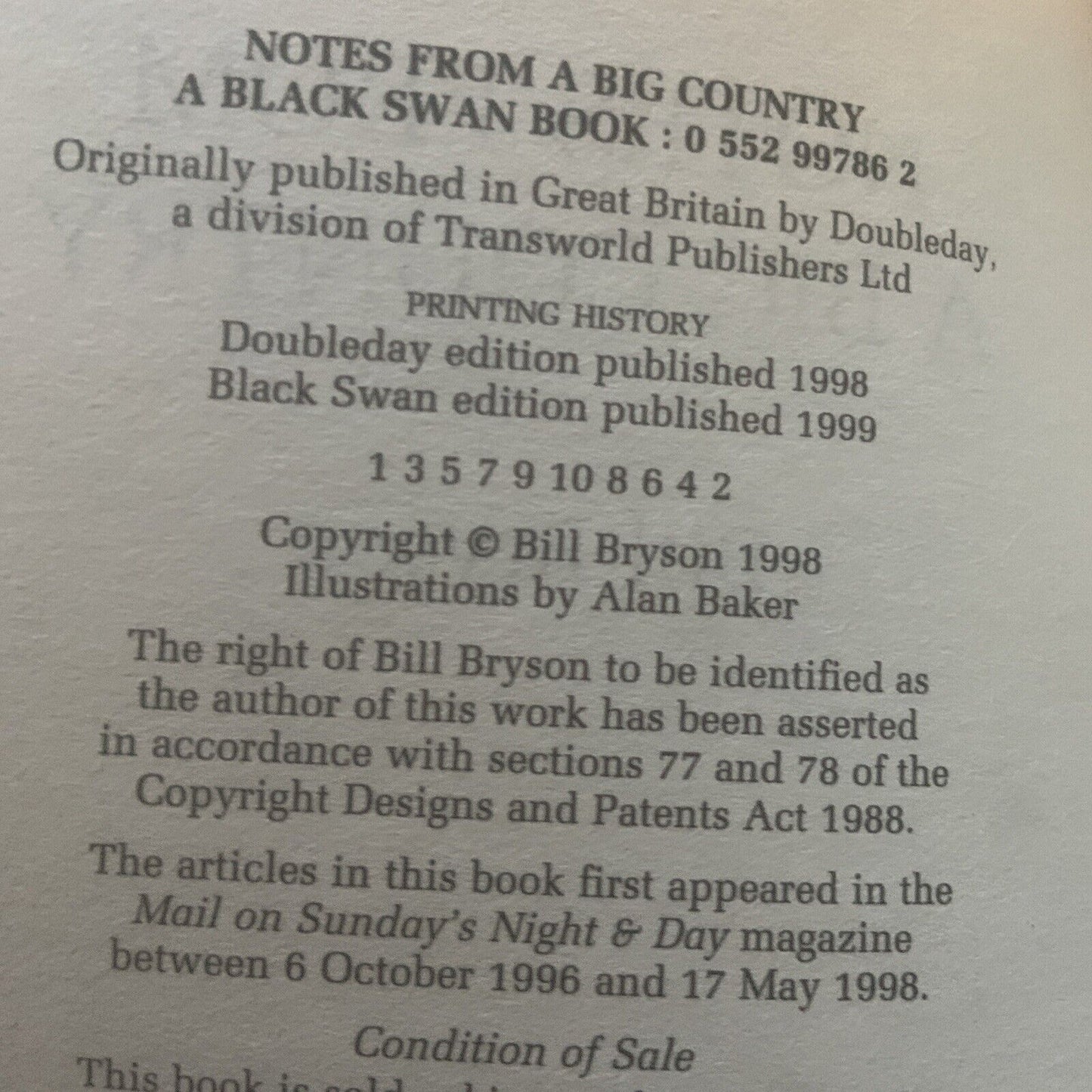 PB Book NOTES FROM A BIG COUNTRY by Bill Bryson Aussie Novel
