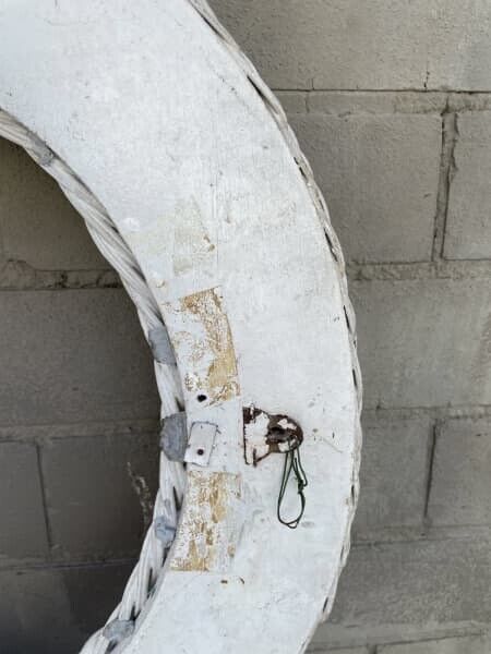 Wicker Mirror Picture Frame 1970’s 70cm Rustic White Woven Oval Wood Base AE52