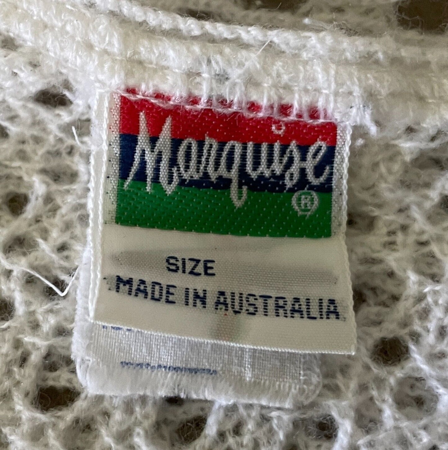 Vintage MARQUISE White Acrylic Knit Pram Blanket Blanket Unisex 89 x 83cm