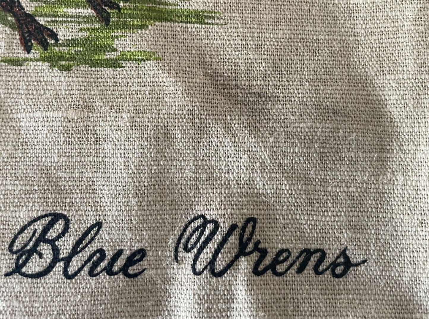 Souvenir Tea Towel HUON VALLEY Tasmania Apple & Heritage Museum Blue Wren Bird