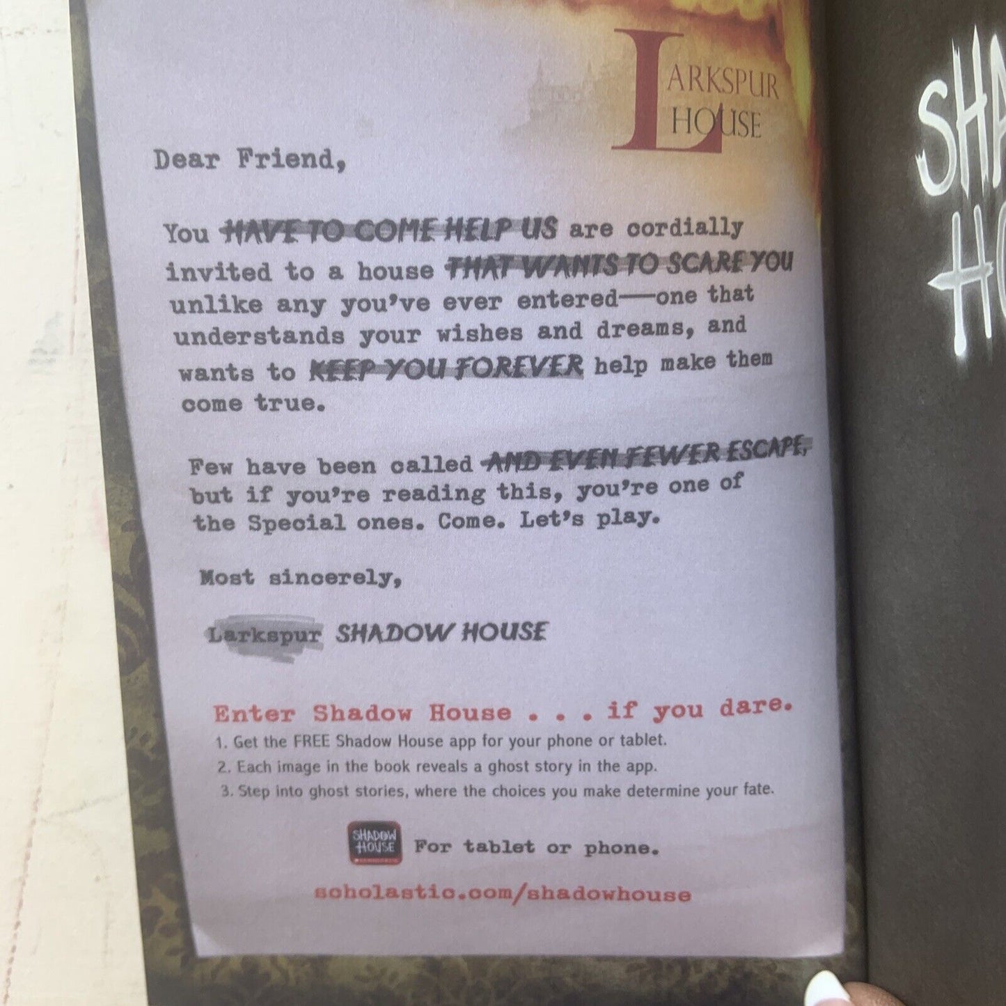 HC Horror The Gathering Shadow House Is Calling You Book 1 Dan Poblocki English