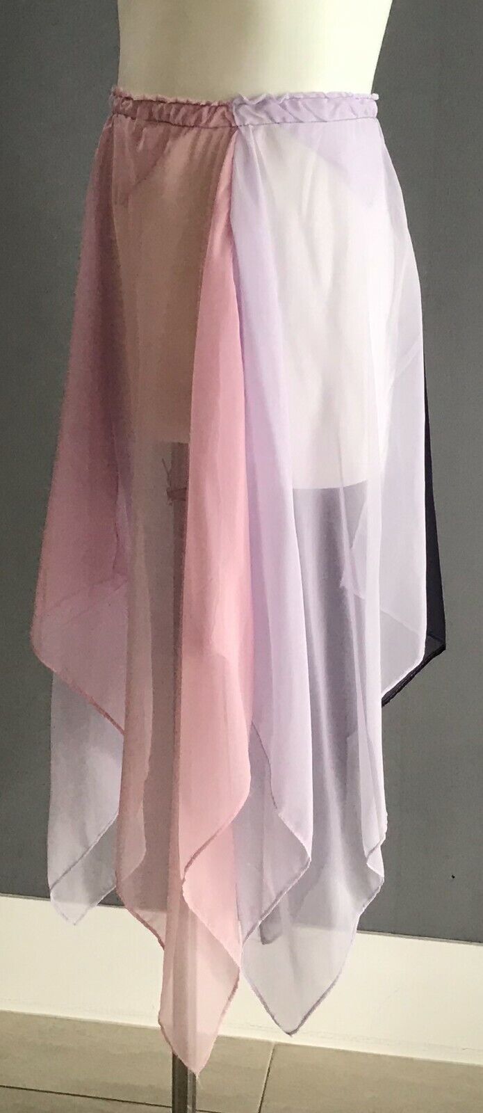 Girls 8 10 DANCE SKIRTHandmade Handkerchief Hem Pink Mauve Purple Elastic Waist