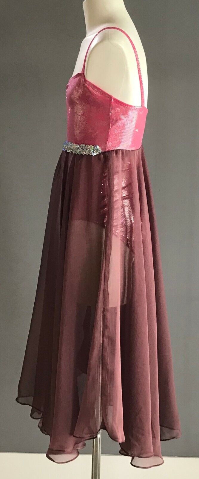 Tween Girl CREMONINI Dance Dress Pink & Grape Colour Inbuilt Bodysuit Stage 14