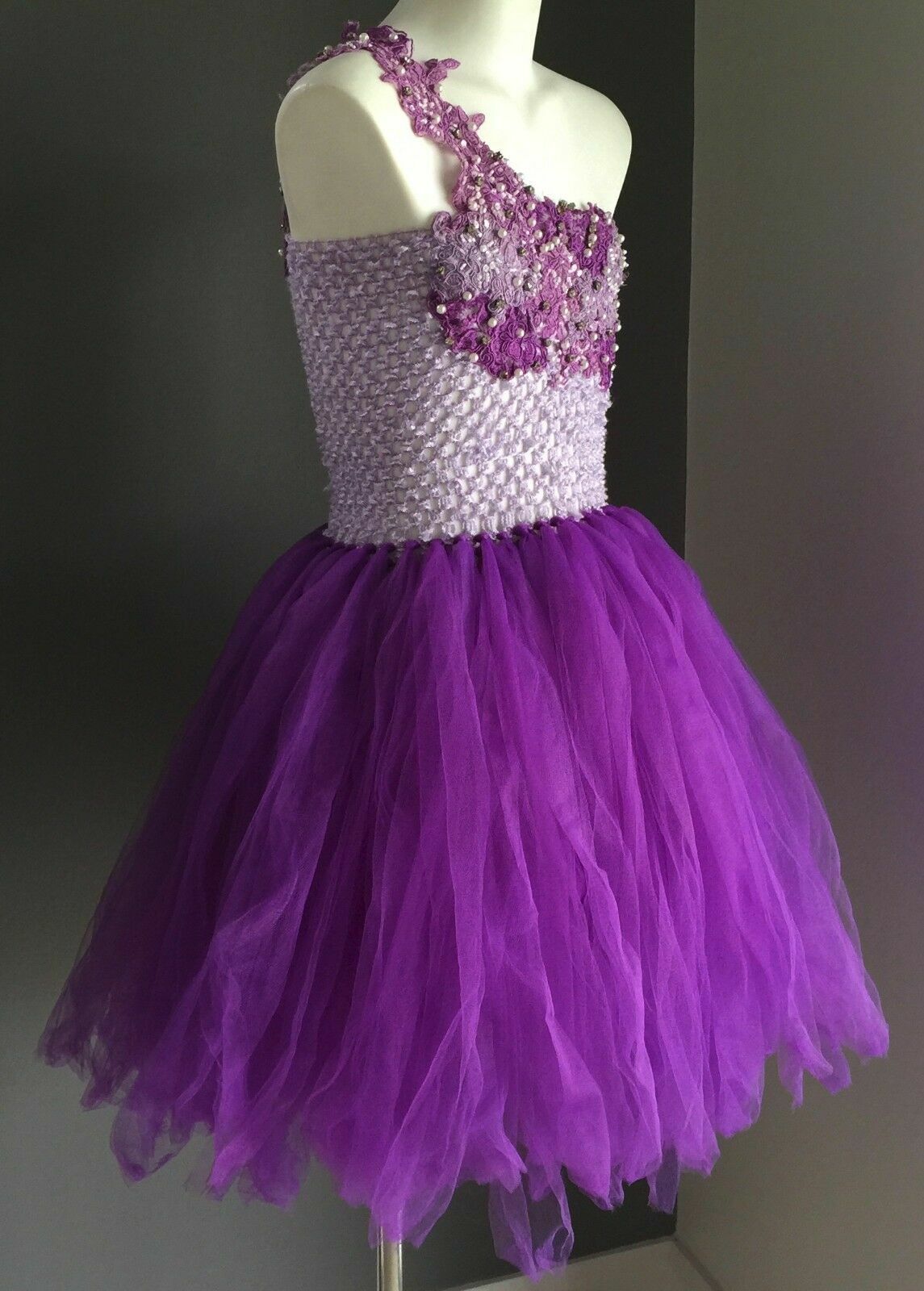 Purple Tulle TUTU Dress Ups Fairy Princess Dance Girls Fits 4 - 8 Handmade