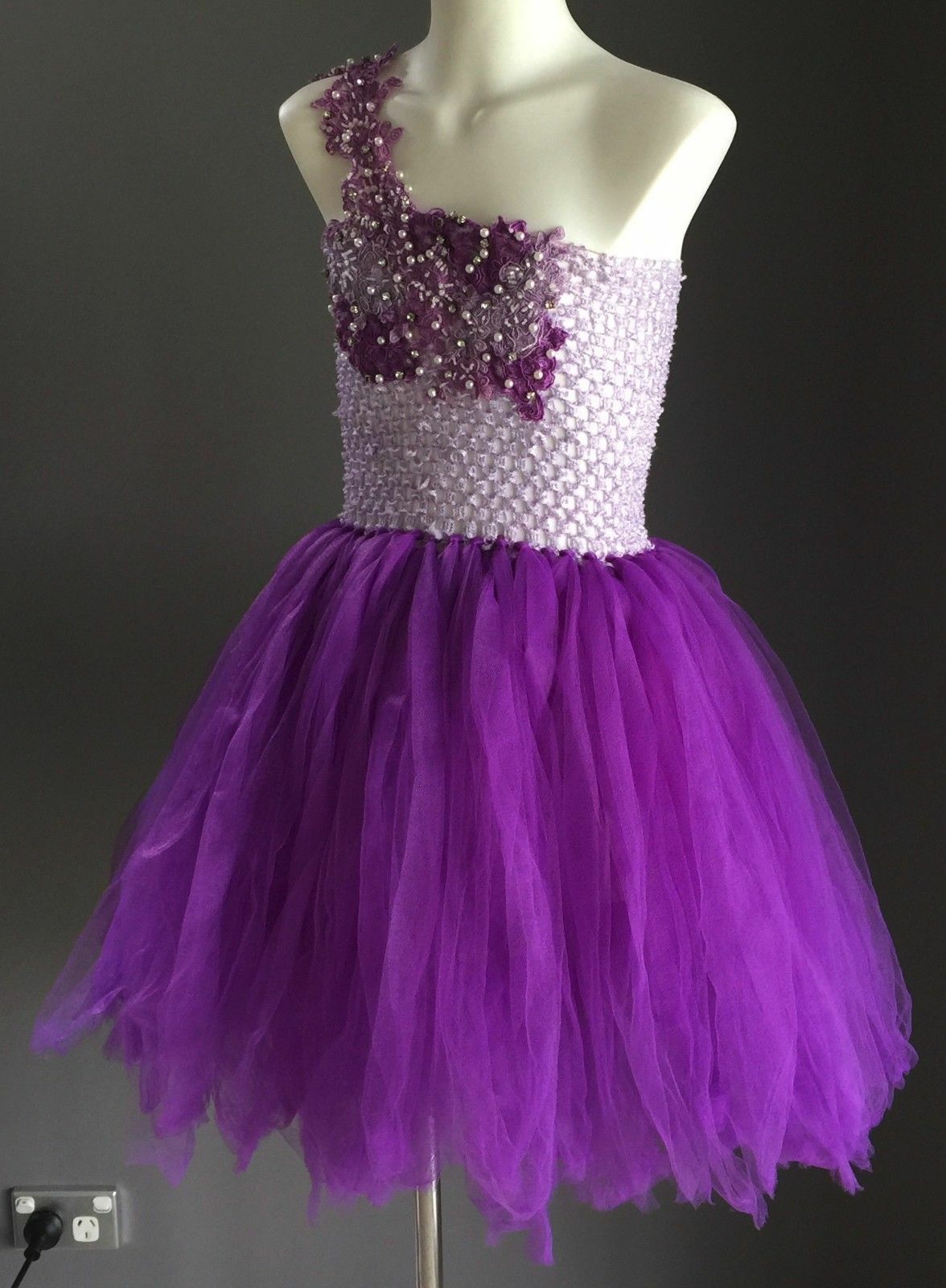 Purple Tulle TUTU Dress Ups Fairy Princess Dance Girls Fits 4 - 8 Handmade