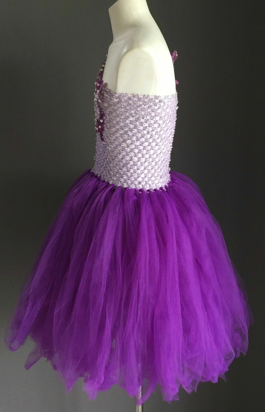 Purple Tulle TUTU Dress Ups Fairy Princess Dance Girls Fits 4 - 8 Handmade