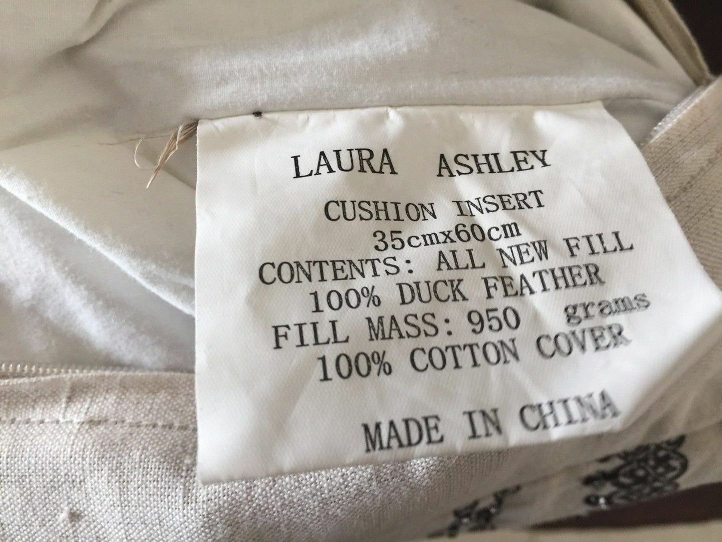 Cushion LAURA ASHLEY "Necklace Print" Long Embellished Beige & Black Pillow