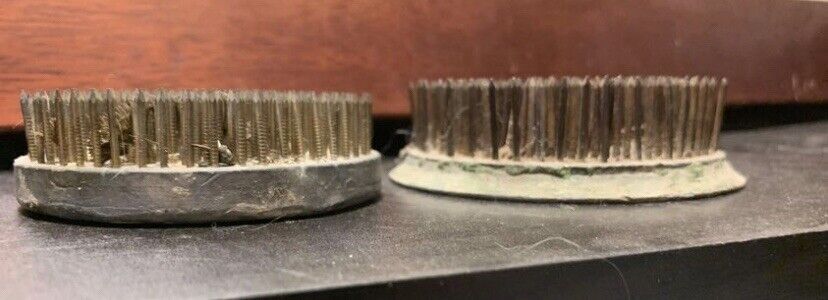2x Vintage LEAD PIN FROG Heavy Ikebana Kenzan Flower Floristry Round Base Holder