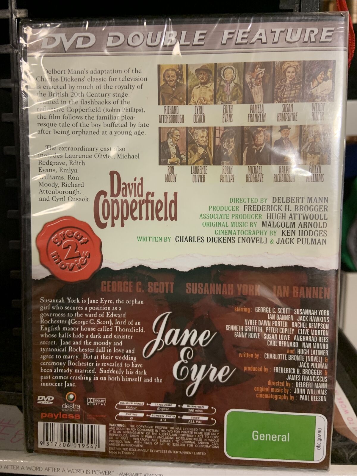 DVD DAVID COPPERFIELD &JANE EYRE 2 Movies 1 Hollywood Attenborough Sealed NEW