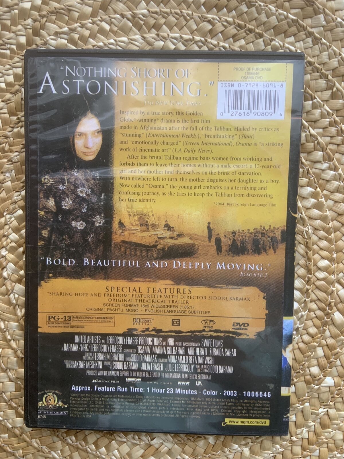 DVD OSAMA Siddiq Barmak ALL Regions Slimcase Golden Globe Winner 2004 RARE