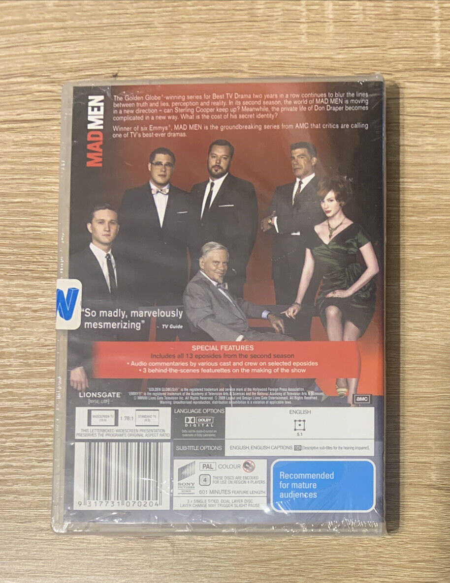 DVD MADMEN Complete Second Season Two 2 Aus Stock Mad Men Sealed NEW TV Series
