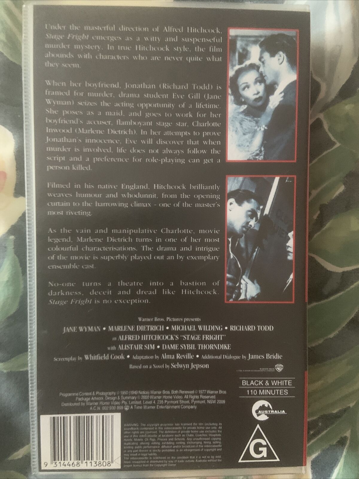VHS Horror STAGE FRIGHT Alfred Hitchcock Marlene Dietrich Video Movie 1992 Cult