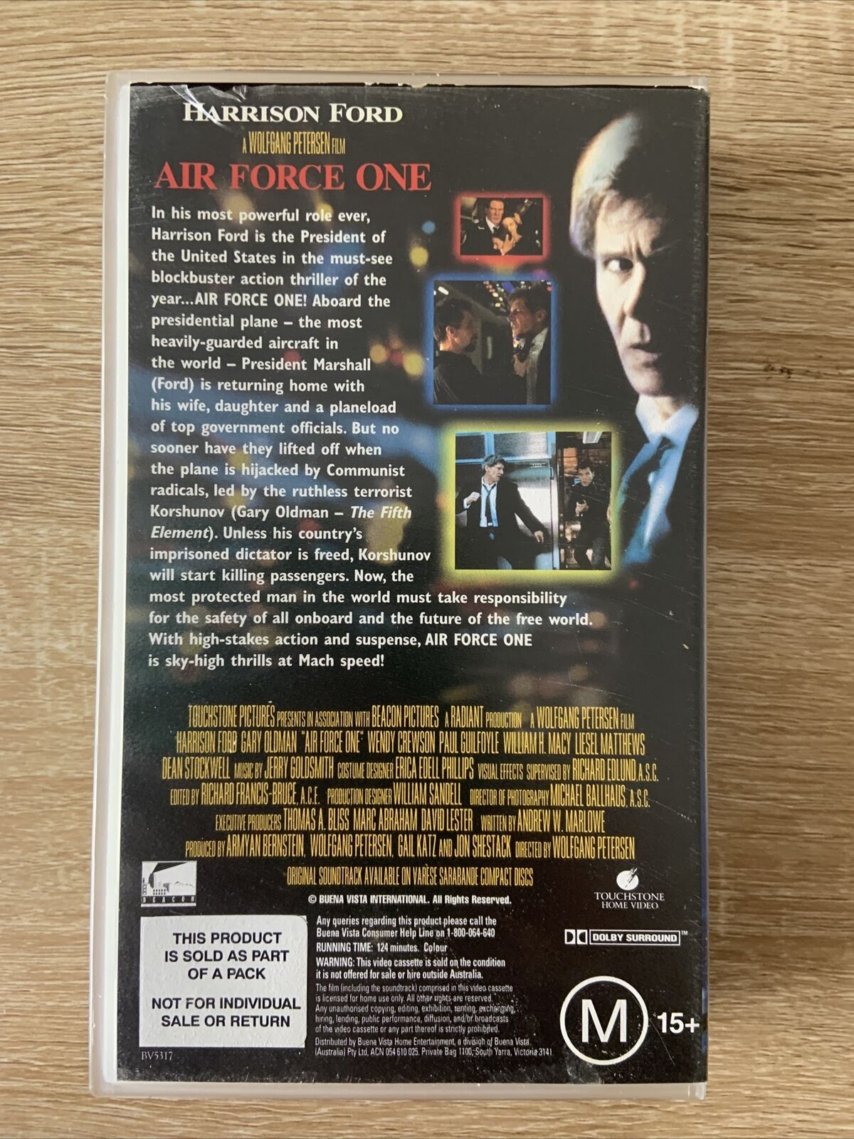 Rare VHS AIR FORCE ONE Action Drama Harrison Ford M15+ Hijack Drama Video Tape