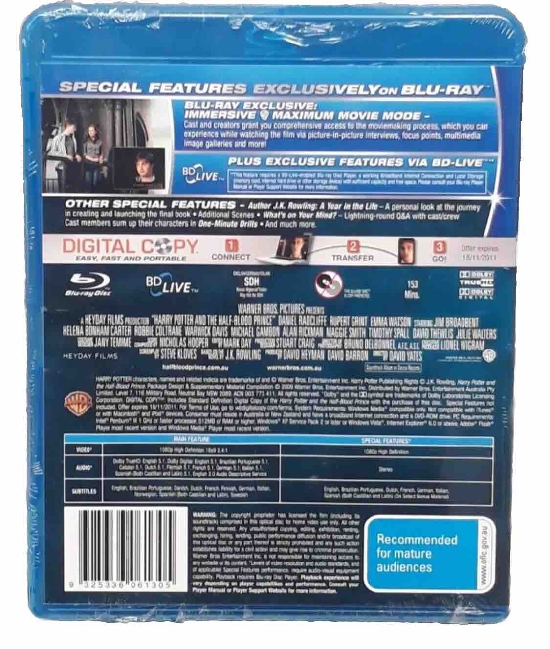 Blu-Ray HARRY POTTER And The Half-Blood Prince 2009 2 Disc Edition Sealed NEW