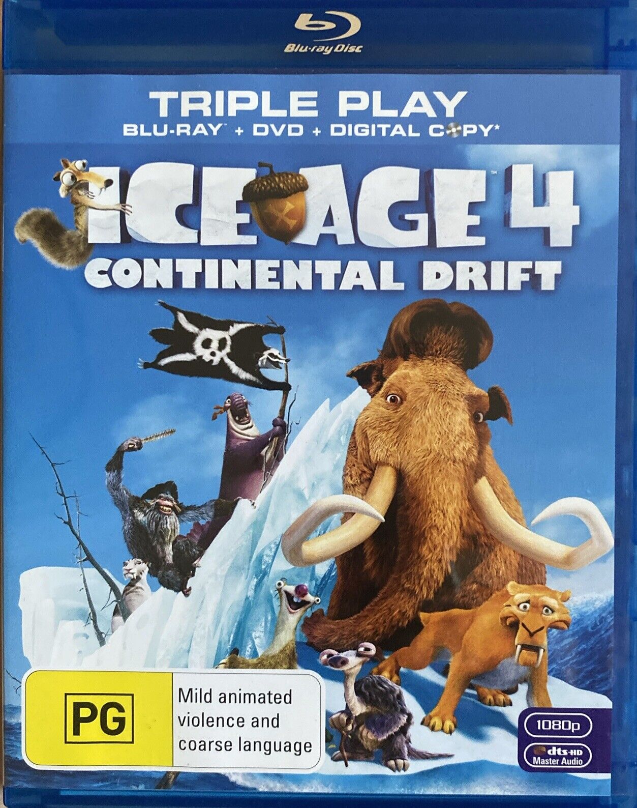 Blu-Ray ICE AGE 4 Continental Drift TRIPLE PLAY Case + DVD (No DIGITAL COPY)