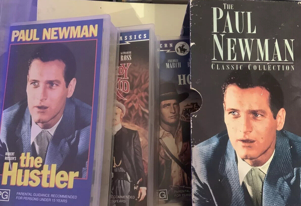 3 VHS Set THE PAUL NEWMAN Classic Collection Movie Film WESTERNS Slipcase