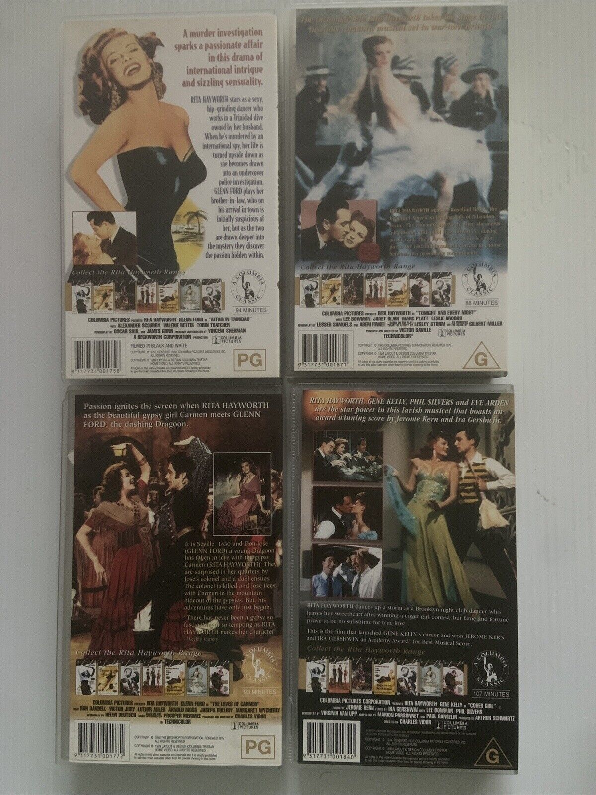 4 VHS Set Rita Hayworth Tonight Every Night Carmen Cover Girl Trinidad Video